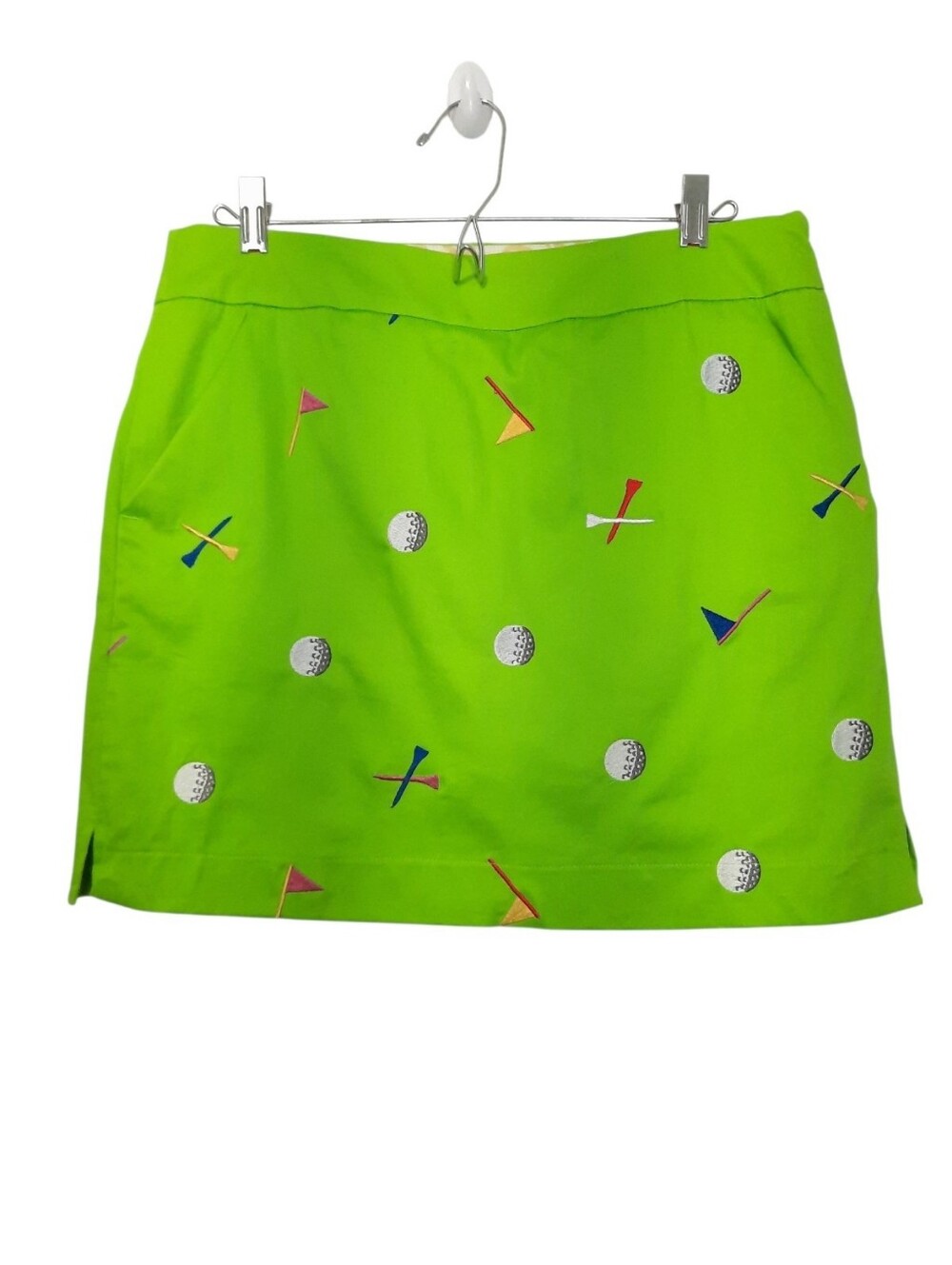 Loudmouth Ladies Golf Skort Vibrant Green Embroidered Womens Size 8 Pockets